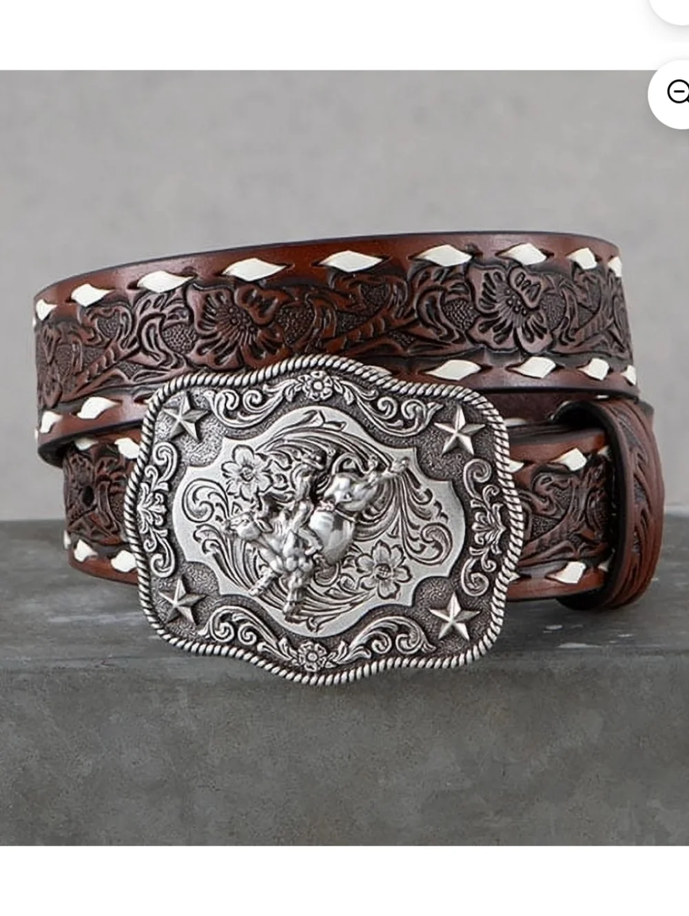 Nocona Boys Floral Embossed Belt with Buckle Brown Sz 24